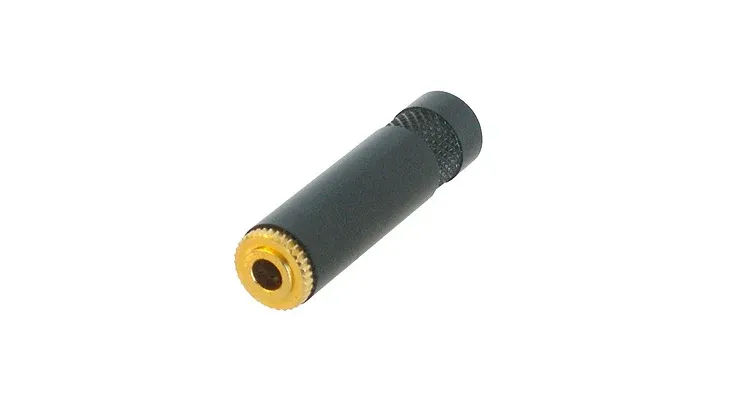 REAN NYS240BG 1/8" TRS In-Line Jack with Gold Contact and Black Shell #NYS240BG