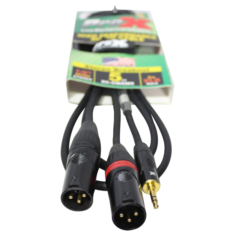 ProX XC-CMXM055 5' 1/8" (3.5mm) Mini TRS-M to Dual XLR3-M High Performance Audio Y Cable SKU: PRXXCCMXM5 MFR: XC-CMXM5